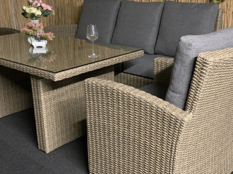 Barcelona Wicker Dining set (dark grey) - Afbeelding 5
